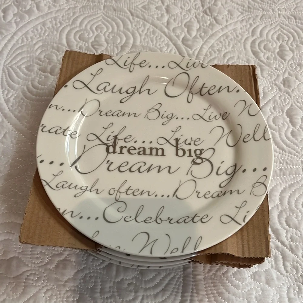 Celebration Bowring‎ round dessert plates, set of 4, NWOT